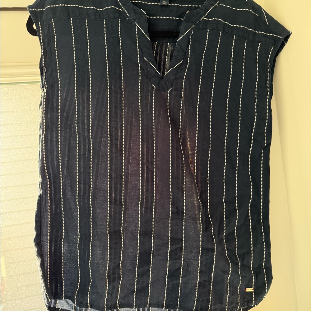 Tommy Hilfiger Blue and White Pinstripe Blouse